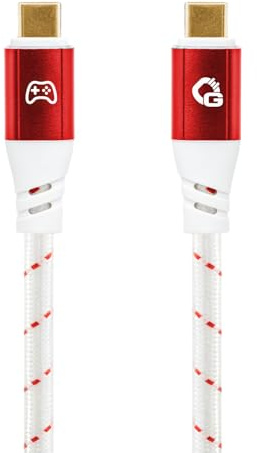OEHLBACH GAMING New Game Red - USB Type-C Kabel 20Gbps - bis 240W Power Delivery - dreifach geschirmt - vergoldete Kontakte - 2,0m - Gaming Kabel mit Gewebemantel - rot/weiß