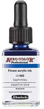 Schmincke - AERO COLOR® Professional, Saphirblau, 28 ml, 28 403 023, feinst-flüssige, farbstarke Acrylfarbe für Acrylmalerei, Airbrush, Mixed Media