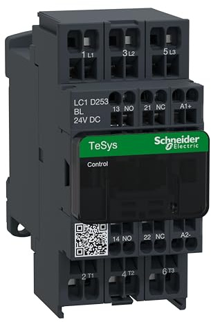 Schneider Electric TeSys Deca contactor,3P(3NO),AC-3/AC-3e,=440V 25A,24V DC low consumption coil,spring,LC1D253BL