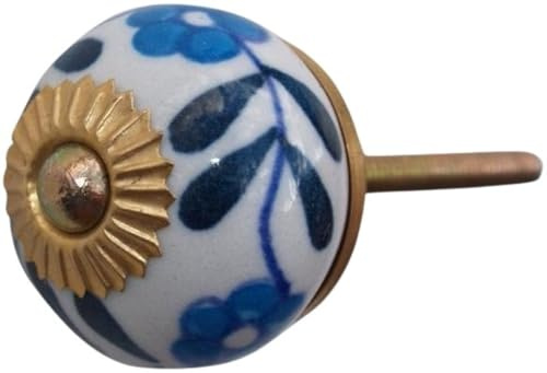 Keramik Möbelknopf, Möbelgriff, Schranktürknöpfe, 3,5 cm, Modell 90 | Handbemalt, Gewinde M5, 4 cm lang, ideal für Schubladen und Schränke, dekorativ und funktional