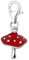 Quiges Charms Anhänger Roter Emaille 3D Pilz Versilbert Damen Schmuck für Bettelarmband