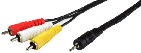 Loops 1.5m 2.5mm 4 Pole Mini Jack Plug to 3 RCA/Phono Male Cable/Lead - TV Video Camera