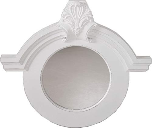 Casa Padrino Jugendstil Antik Shabby Chic Wandspiegel Rund Ornament Weiß Antik Look 91 x 84 cm - Spiegel Barock