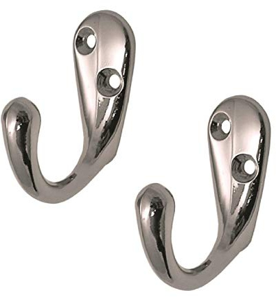 home smart 8 x Polished Chrome Single Coat Hooks, Door & Wall Robe Dress Garment Hangers