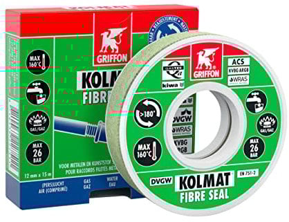 GRIFFON FRANCE SARL GRI00015 Rouleaux Bande Kolmat Fibre Seal Griffon Ruban 15m x 12mm-6300531, 15 m