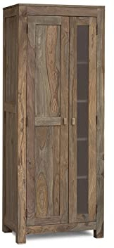 MASSIVMOEBEL24.DE Schrank Sheesham grau geölt Nature Grey #0125 | 70x45x180 cm (BxTxH) 62 kg Landhaus montiert vollmassiv
