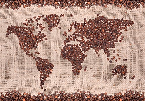wandmotiv24 Fototapete Weltkarte Kaffee, S 200 x 140cm - 4 Teile, Wanddeko, Wandbild, Wandtapete, Welt M0012