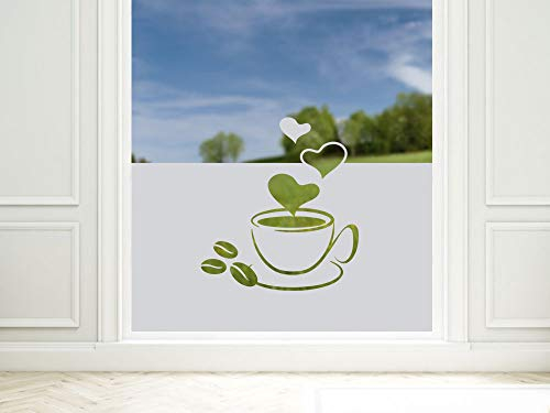GRAZDesign Fensterfolie Küche Blickdicht Kaffee Tasse Motiv Sichtschutzfolie selbstklebend - 80x57cm / Silbergrau