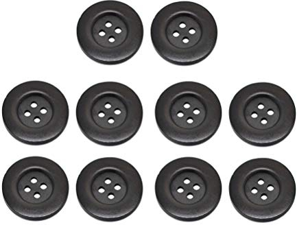 10 StüCk 50mm Runde HolzknöPfe 4 LöCher Retro Vintage GroßE KnöPfe Zum Diy NäHen Stricken Basteln (Dunkelbraun)