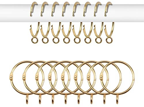 INCREWAY Curtain Rings, 16Pcs Sliding Eyelet Rings Metal Open and Close Drapery Rings Drape Sliding Curtain Pole Rings Hooks for Window Rods Shower Curtains, 1.5 Inch Inner Diameter,Gold