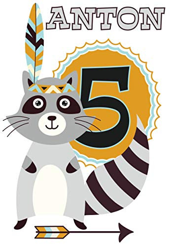 MissRompy Geburtstag DTF Bügelbild Waschbär (791) für dunkle und helle Stoffe Zahl groß Aufbügler Alter Bügelbilder Applikation Aufbügelbild
