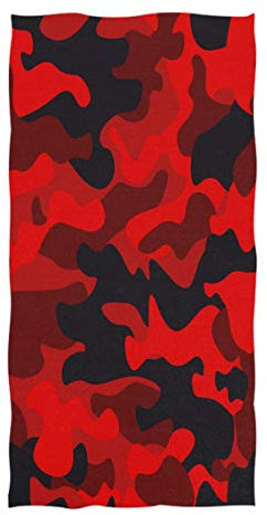 Wamika Camouflage Militär Handtücher rot schwarz Badetuch schnell trocknend saugfähiges Handtuch für Gesicht Gym Spa für Teenager Mädchen Erwachsene Reisen Pool Fitnessstudio 76 x 38 cm