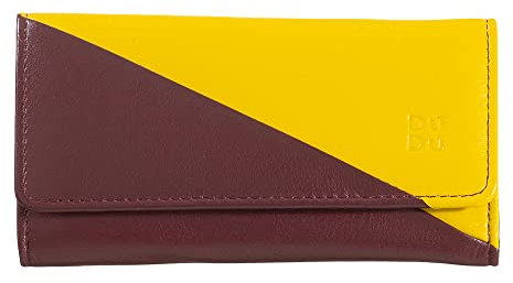 DUDU Klassische mehrfarbige Schlüsselmappe in Leder mit 6 Haken Burgundy