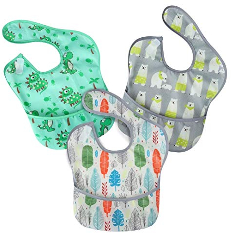 PandaEar 3er Superleichtes Baby Lätzchen Fütterungs Wasserdicht, EVA Kleinkind Fütterlätzchen mit Auffangschale Waschbar, Unisex Babylätzchen Flecköl- und Geruchsresistent 5-36 Monate