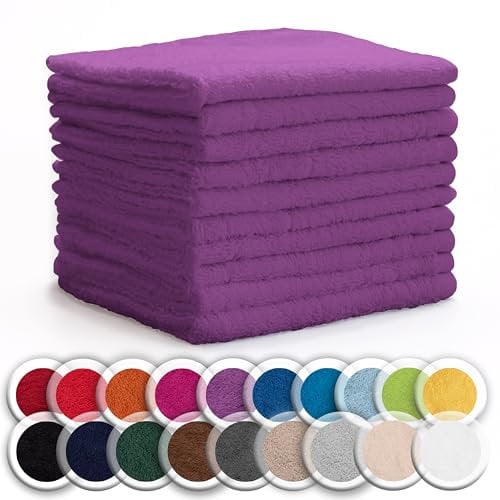 NatureMark 10er Pack Waschlappen | 100% Baumwolle | Frottier Seiflappen | Größe 30 x 30 cm | Frottee Seiftücher im 10er Pack Farbe: Lila