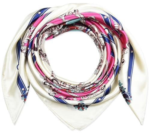 35 Women Silk Feeling 90 cm Square Hair Neck Sleeping Scarf Seashell Persian Rose Royal Court Jewels