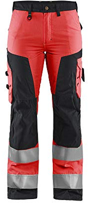 Blaklader 715518115599C42 Damen Arbeitshose ohne Werkzeugtaschen, High Vis Rot/Schwarz, Größe C42