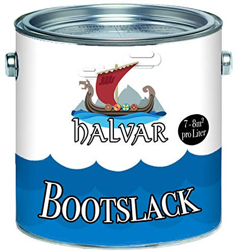 Halvar Bootslack Weiß/Grau/Schwarz RAL 9001-9018 Yachtlack MATT Bootsfarbe PU-verstärkt für Holz & Metall extrem belastbar hochelastisch Schiffslackierung (5 L, RAL 9001 Cremeweiß)