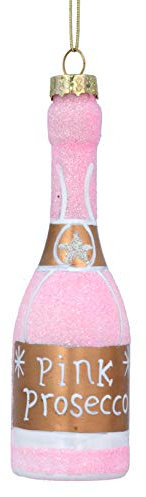 Gisela Graham Pink Prosecco Sparkly Christmas Tree Decoration