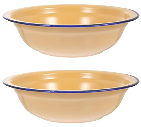 HEMOTON 2pezzi Ciotole Smaltate Retro Bacinelle Per Zuppa Smalto Resistente Di Piatti Creativi Per Cucina e Casa