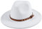 Koreshion Klassischer Fedora-Hut für Damen, Wolle, breite Krempe, Filzmütze, Jazz-Kappe mit Gürtelschnalle, Panamahut, Weiss/opulenter Garten, Einheitsgröße