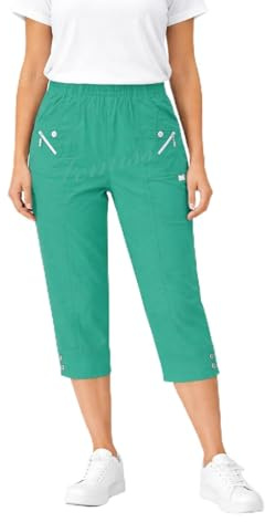 femiss Pantacourt 3/4 pour femme avec élastique - Pantalon court 3/4 doux d'été - Grande taille, bleu sarcelle, 52