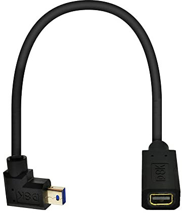 Kework 12 Inch 32.4Gbps 8K@60Hz Mini DisplayPort Extension Cable, Right Angle Male to Female Mini DP 1.4 Extender Adapter UHD Cable for HDTV Laptop Monitor Projector PS4 PS5, Support 4K@144Hz 2K@165Hz