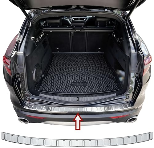 RECAMBO Ladekantenschutz Edelstahl kompatibel für Alfa Romeo Stelvio | BJ ab 2017 - Hochglanz poliert, Chrom Look - Styling und Schutz für die Stoßstange