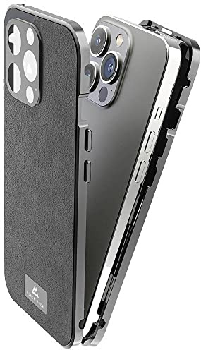 Black Rock - Hülle 360 Grad Glass Case Passend für Apple iPhone 14 Pro I Leder Handyhülle, Leder Rückseite (Transparent mit schwarzem Rahmen)