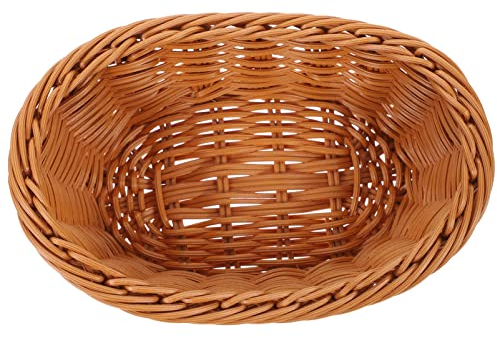 Alipis Panier En Rotin Ovale Corbeille À En Osier Tissé À La Main Panier De Service Ferme Rustique Bol De Fruits Récipient De Stockage Pour Collation De Légumes Brun Clair S