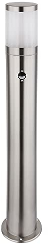etc-shop Wegeleuchte mit Bewegungsmelder Außen Aussenleuchten Garten Standleuchte Stehlampe Bewegungsmelder, Edelstahl silber, E27 Fassung, DxH 14x80 cm