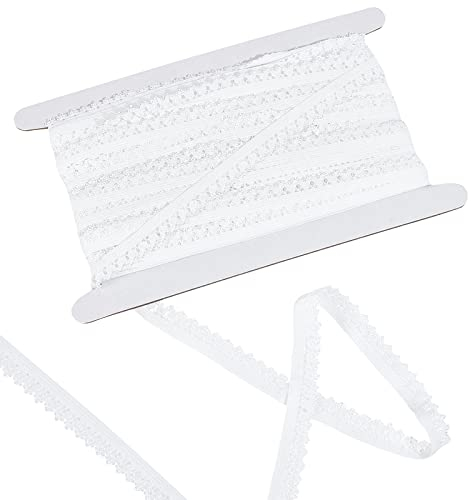GORGECRAFT 20 Yard Elastischer Spitzenbesatz 13mm Breiter Weißer Stretch-Rand Dessous-Kante Trimmen Gurtband Gehäkelte Spitze Kordelband Für Heimwerker Nähen Basteln Kleidungsstück Verzierungen