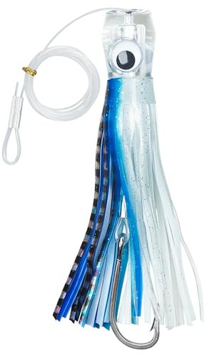 SILANON Trolling Köder, 15,2 cm, Offshore Big Game, 1 Stück, Schwarz-Weiß-Blau, Nadelspitze, Gummi Kristall Edelstahl Nylon, für Mahi, Marlin, Thunfisch, Wahoo & mehr