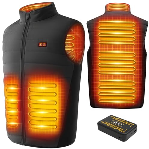 LABCOOL Gilet Chauffant, Veste Chauffante Homme Femme, Blouson Chauffant avec 10000mAh Batterie incluse, 3 Niveau de Chauffant, 6 Zones Chauffante, Hiver extérieur Vêtement