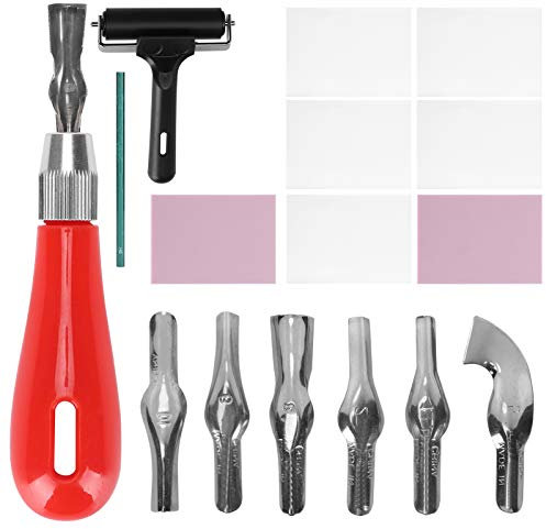 TOPINCN Rubber Carving Kit Stamp Craft Block Making Materials Tools Cutter Carving Blocks Roller Mix Set Knife Printing Linoleum