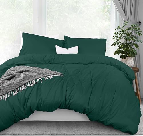 Utopia Bedding Duvet Cover Queen Size Set - 1 Duvet Cover with 2 Pillow Shams - 3 Pieces Comforter Cover with Zipper Closure - Ultra Soft Brushed Microfiber, 90 X 90 Inches (Queen, Emerald)