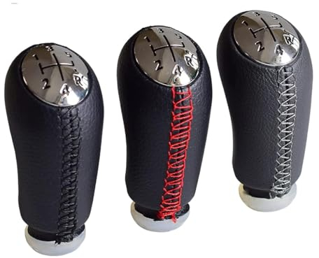 HOWENG Auto Schaltknäufe für Renault Laguna Megane 2 Clio 3 05-09 Kangoo 2009,Shifter Adapter Schalthebel Abdeckung Schutz 5 6 Gang Schaltknauf Zubehör,Black-matt Silver