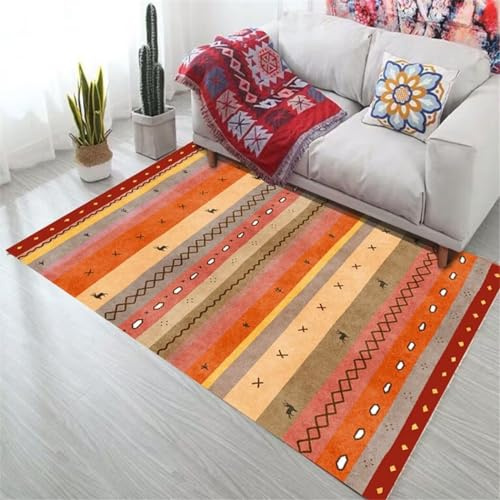 DJHWWD Teppich Jugendzimmer Jungen Outdoor-Teppich Farbiger Geometrischer Modern Home Küche Verschleißfester Orange 130X190Cm
