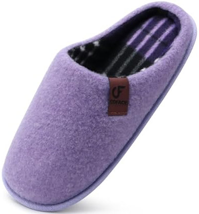 COFACE Pantofole da Uomo Invernali Calde Ciabatte da Casa Comoda Memory Foam Feltro Scarpe con Antiscivolo Suola Viola Chiaro Taglia 46