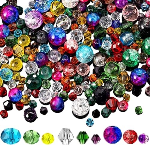 Dyzoxa 1300 PCS Crystal Beads Glass Beads Crystal Glass Beads Jewellery Craft Beads for Bracelet Making Mixed Beads for Bracelet Necklace Jewelry Making Set DIY Craft Projects