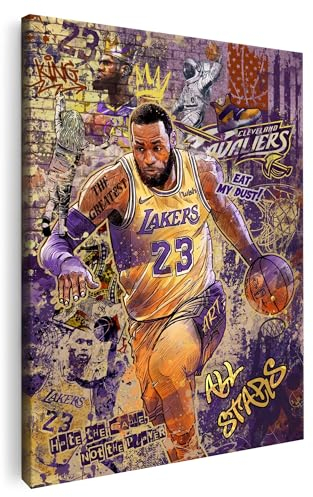 Artmazing | Lebron James Bild bunt | S-Art Bilder | Lebron James Bilder Modern | Coole Wandbilder Wohnzimmer | Wandbild Lebron James Deko XXL | Bild Leinwand XXL | Lebron James Bilder Wand