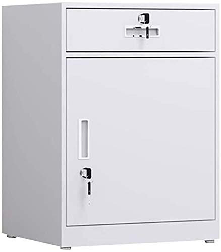 YaLiyA Einfacher Büro-Aufbewahrungsschrank aus Schloss mit Brandschutz, 1 Schublade und 1 Tür, 650 x 440 x 390 mm (Farbe: Kaffeeweiß, Größe: 0,9 mm) (Weiß 0,8 mm)