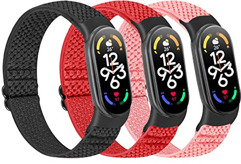 SHIJZWD Cinturino elastico compatibile con Xiaomi Mi Band 7/Mi Band 6/Mi Band 5/Amazfit Band 5, cinturini di ricambio regolabili in nylon per orologi sportivi per donne uomini