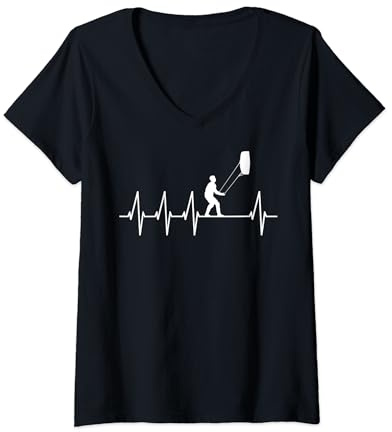 Womens Steering Kite Heartbeat Power Kite, Steering Mat V-Neck T-Shirt