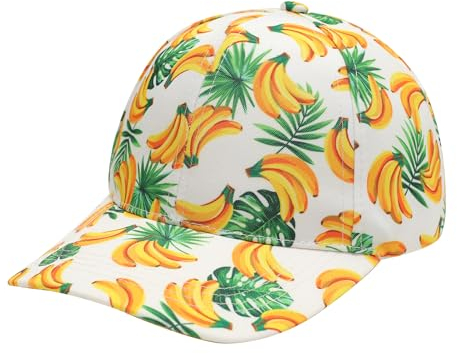 ZLYC Damen Floral Baseball Cap Mode Blumen Atmungsaktiv Basecap(Banane Weiß),Einheitsgröße