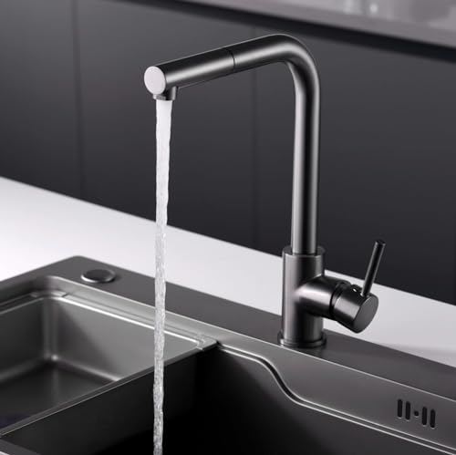 IMEX - Grifo de Cocina Extraible | Grifo Monomando Fregadero | Griferia de Cocina con Mangera Flexible 360º | Serie Malta | Color Black Gun Metal