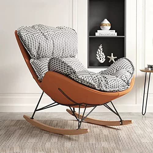 Schaukelstuhl, bequemer Stuhl für Schlafzimmer, gepolsterter Glider-Stuhl, Lounge-Sessel, Liegestuhl, für das Büro im Zimmer, Lazy Chair, moderner Stuhl, ergonomisches Design (Farbe: Chidori-Gitter)