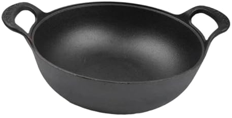 COLLBATH Olla De Hierro Fundido 20cm Cacerola Gruesa Sartén De Hierro Fundido Resistente Para Camping Picnics y Cocina Casa Diseño Asas Ergonómicas