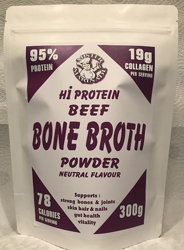 Beef Bone Broth Powder 300g, 19g Protein per Serving, 15 Servings, Neutral Flavour. 100% Natural Collagen & Protein Bone Broth from Sweden. Nutrition for Healthy Joints, Skin, Hair & Nails