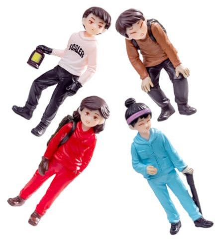 VINTORKY Miniatur Kletterer Figuren 4 Stück Mikrolandschaft Garten Dekoration Junge Deko Skulptur Kompakt Geschenk